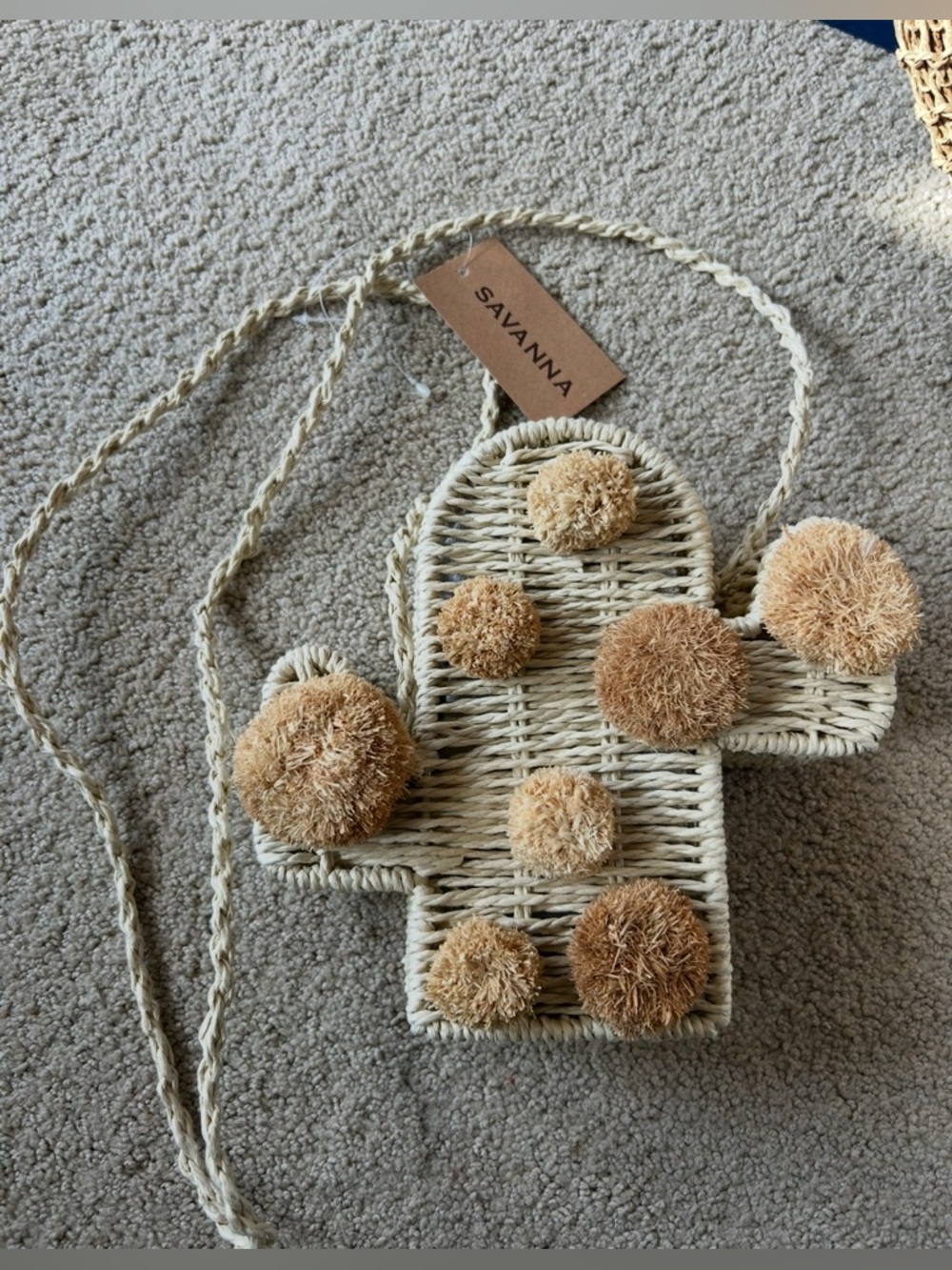Savanna Natural Rattan Cactus Crossbody Purse Unique Fun Western NEW